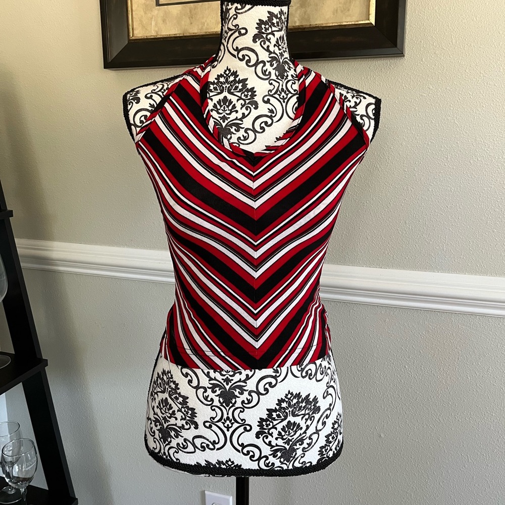 Striped open shoulder crop top